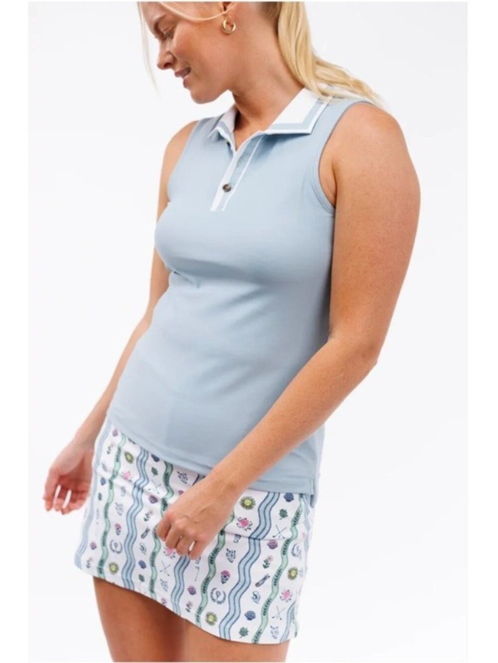 NEW Smith & Quinn Alice Sleeveless Polo Shirt Dusty Blue MEDIUM Golf Tennis - Picture 3 of 4